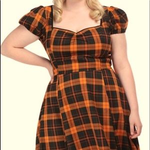 Collectif Mimi Pumpkin Check Doll Dress
